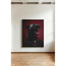 Kanvaspera Kükreyen Panter - Kanvas Tablo - Çiçek Desenli, Güçlü ve Modern Sanat Duvar Dekoru