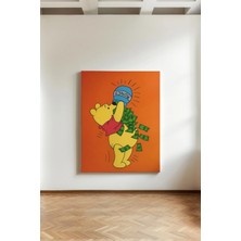 Kanvaspera Winnie The Pooh Para Küpü - Kanvas Tablo - Turuncu, Pop Art Modern Çocuk Genç Odası Duvar Dekoru