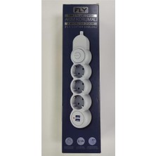 Fly 3393-01 3'lü 2mt 2.1A Anahtarlı 2usb Şarj Çıkışlı Akım Korumalı 2500W