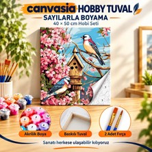 Canvasia Sayılarla Boyama Numaralı Tuval Seti Boya Fırça Dahil 40X50 cm Bahar Kuşları
