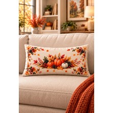 Elvoran Joy Sonbahar Bal Kabağı Desenli Dikdörtgen Kırlent Kılıfı 30X50 cm Çift Taraflı Baskı