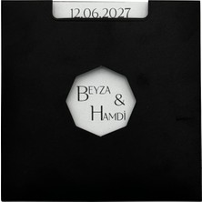50 Adet Dila Kare Düğün Davetiyesi 2221 - Siyah Zarf