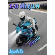 Boratila Toys 1/8 Ölçek 2.4Ghz Uzaktan Kumandalı 15KM HIZ Şarjlı Drift Atan Işıklı Motosiklet (Motor Oyuncak)