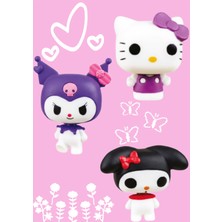 Boratila Toys Kuromi & Hello Kitty 3'lü Figür Seti - Masaüstü Dekoratif Obje