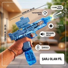 Boratila Toys Tam Otomatik Seri Atış Özellikli Mekanik Sesli Şarj Olan Pilli Işıklı Su Tabancası Seri Atış Uzun Menzil