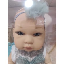 Boratila Toys 32 CM Tam Vinil Kıyafetli Güzel Bebek Emzik Aksesuarlı Mavi -59995