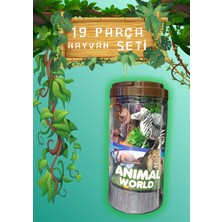 Boratila Toys 25 Cm Kovada 19 Parça Vahşi Hayvanlar Seti Oyuncak - Aslan, Kaplan, Fil