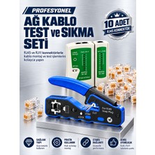 Pemberton Profesyonel RJ45 RJ11 Ağ Kablo Test ve Sıkma Seti / Sıkma Kesme Sıyırma Pensesi + Kablo Test Cihazı + 10 Adet RJ45 Konnektör Cat5 CAT5E Cat6 Ethernet Lan Internet Kablo Ucu Montaj Tamir Seti