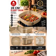 Öztef 28 cm Kare Izgara Tavası – Granit Damla Model