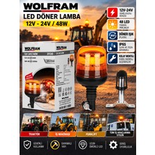 Wolfram LED Çakar Döner Tepe Lambası 12V 24V 48 LED Traktör Iş Makinesi Forklift 1 Adet
