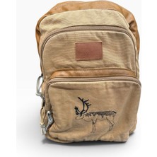 Old Cotton Cargo Geyik Desenli Vintage Camel Sırt Çantası