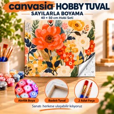 Canvasia Sayılarla Boyama Numaralı Tuval Seti Boya Fırça Dahil 40X50 cm Çiçek Şöleni