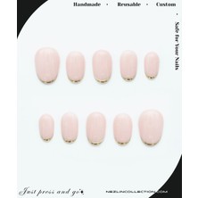 Goldie French Protez Jel Takma Tırnak - El Yapımı Kalıcı Oje Nail Art Chrome - NC207