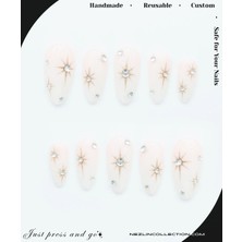 Glitter Star Gold Protez Jel Takma  Tırnak - El Yapımı  Kalıcı Oje 3D Nail Art - NC220