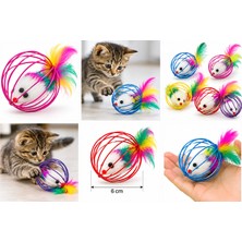 Bak Gel Al BakGelAl Renkli Metal Kafesli Peluş Fareli Kedi Oyuncağı – Hareketli Tüylü Top 6cm | Kediler İçin Eğlenceli Oyun Topu