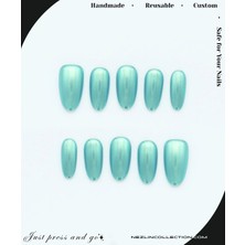 Tamga Blue - El Yapımı Tekrar Kullanılabilir Protez Takma Tırnak - Cat Eye - NC266