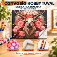Canvasia Sayılarla Boyama Numaralı Tuval Seti Boya Fırça Dahil 40X50 cm Güllü Geyik