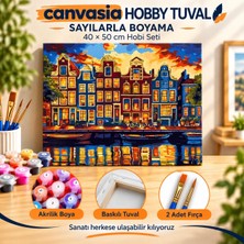 Canvasia Sayılarla Boyama Numaralı Tuval Seti Boya Fırça Dahil 40X50 cm Gece Şehri