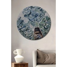 Alpkan Sulu Boya Görünümlü Ahşap Dekoratif Tablo Yuvarlak Hediyelik Duvar Tablosu