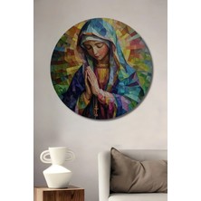 Alpkan Manevi Huzur Modern Sanat Görünümlü Ahşap Tablo Yuvarlak Hediyelik Duvar Tablosu