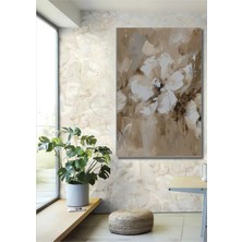 Alpkan Büyük Çiçek Yağlı Boya Görünümlü Modern Sanat Ahşap Dekoratif Ev,antre,salon,ofis,mutfak Tablo