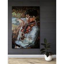 Alpkan Yağlı Boya Görünümlü Kemancı Sanat Ev,antre,salon,ofis,mutfak Tablosu Ahşap Dekoratif