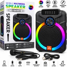 Akıllı Bayi 10 Inc Karaoke Mikrofonlu Speaker Hoparlör Bt - Sd - USB Sarjlı Rgb Işıklı Dc 5V - Aux MS-1001B