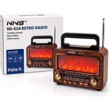 Ibreli Şömineli Radyo - Retro Am - Fm - Sw USB - Type-C Sarjlı Bt - Tf - USB Speaker NS-01A Pl-4