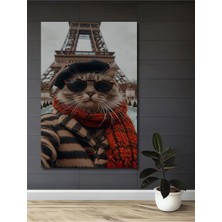 Alpkan Paris Kedi Sanatçı Yağlı Boya Görünümlü Ahşap Ev,antre,salon,ofis,mutfak,yatak Odası Tablo