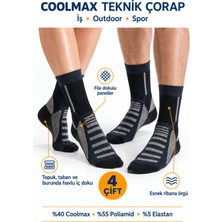 Özgün Çorap 4'lü Unisex Coolmax Havlu Tabanlı Trekking Outdoor Iş ve Spor Çorabı Lacivert