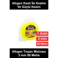Wonara #tırpanmisinası Altıgen Çim Biçme Tırpan Misinası 3 mm 50 Metre Makara Ekstra Güçlü Dayanıklı Profesyonel Benzinli Elektrikli Motorlu Uyumlu Bahçe Ot Temizleme Yabani Kesme Teli Sarı Peyzaj Tarım Park