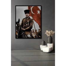 Alpkan Dekoratif Ahşap Dikdörtgen Tablo Atatürk Zafere Giderken Çerçeve Görünümlü