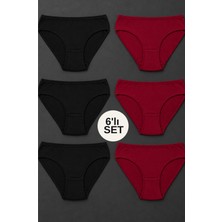 6 Adet Kadın Fitilli Ribana Pamuklu Külot 6'lı Paket