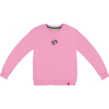 BeetleBeez Kız Çocuk Nakışlı Bisiklet Yaka Sweatshirt - Pembe
