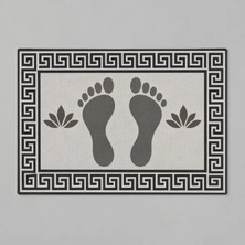 Kartela Halı Ayak Izi Desenli Banyo Paspası Antrasit Kaymaz Taban Makinede Yıkanabilir 40X60 cm