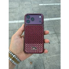 Madam Case Apple iPhone 17 Pro Uyumlu Bordo Swr Diamond Taşlı Luxury Kılıf