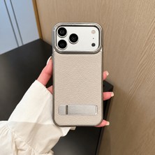 Madam Case Apple iPhone 18 Pro Max Uyumlu Gri Armor Deri Magsafe Özellikli Standlı Premium Kılıf