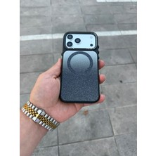 Madam Case Apple iPhone 18 Pro Uyumlu Siyah Simli Diamond Taşlı Magsafe Özellikli Premium Kılıf