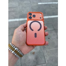 Madam Case Apple iPhone 17 Pro Max Uyumlu Turuncu Simli Diamond Taşlı Magsafe Özellikli Premium Kılıf