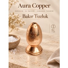 Aura Copper El Işlemeli Bakır Tuzluk Dekoratif Sofra Tuzluğu ve Baharatlık MOTIFLI-AC-TZ-007