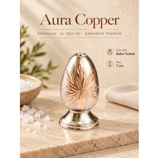 Aura Copper El Işlemeli Bakır Tuzluk Dekoratif Sofra Tuzluğu ve Baharatlık ÇIÇEKLI-AC-TZ-008