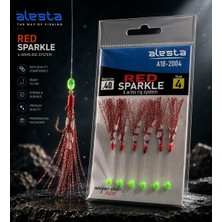 Alesta Red Sparkle Rig X0225 6 Kanca 0.40 Beden #4 Numara Iğneli Kırmızı Simli Palamut Çaparisi A18-2004