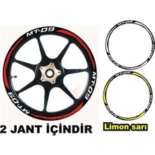 Berrybu Motosiklet Jant Şeridi Yamaha mt 09 Beyaz Yazı Kırmızı Şerit Sağ-Sol/ön-Arka