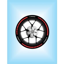 Berrybu Mondial Drift Uyumlu L Reklektif Jant Şerit Sticker Uyumlu Kırmızı Beyaz
