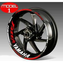 Berrybu Motosiklet Jant Şeridi Fazer Yamaha Uyumlu Beyaz-Kırmızı Sağ-Sol/ön-Arka
