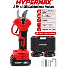 Hypermax Çift Akülü Çelik Şanzuman Göstergeli Şarjlı Dal Ağaç Kesme Bağ Budama Makası