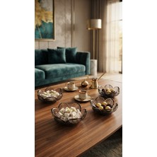 Gfsmore 6'lı Füme Cam Çiçek Formlu Lokumluk & Sosluk / Reçellik Seti (8x3 Cm)
