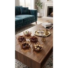 Gfsmore 6'lı Amber Cam Çiçek Formlu Lokumluk & Sosluk / Reçellik Seti