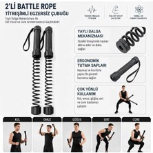 Ototechparca 2&amp;apos;li Battle Rope Titreşimli Egzersiz Çubuğu, Yaylı Dalga Mekanizmalı Kol, Omuz, Göğ�