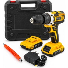 Midas Toptan Sarı 1850 Rpm Stanlıy-Cordless 18W Şarjlı Matkap Seti Çantalı Yedek Batarya ATS1402 BX40 Mida